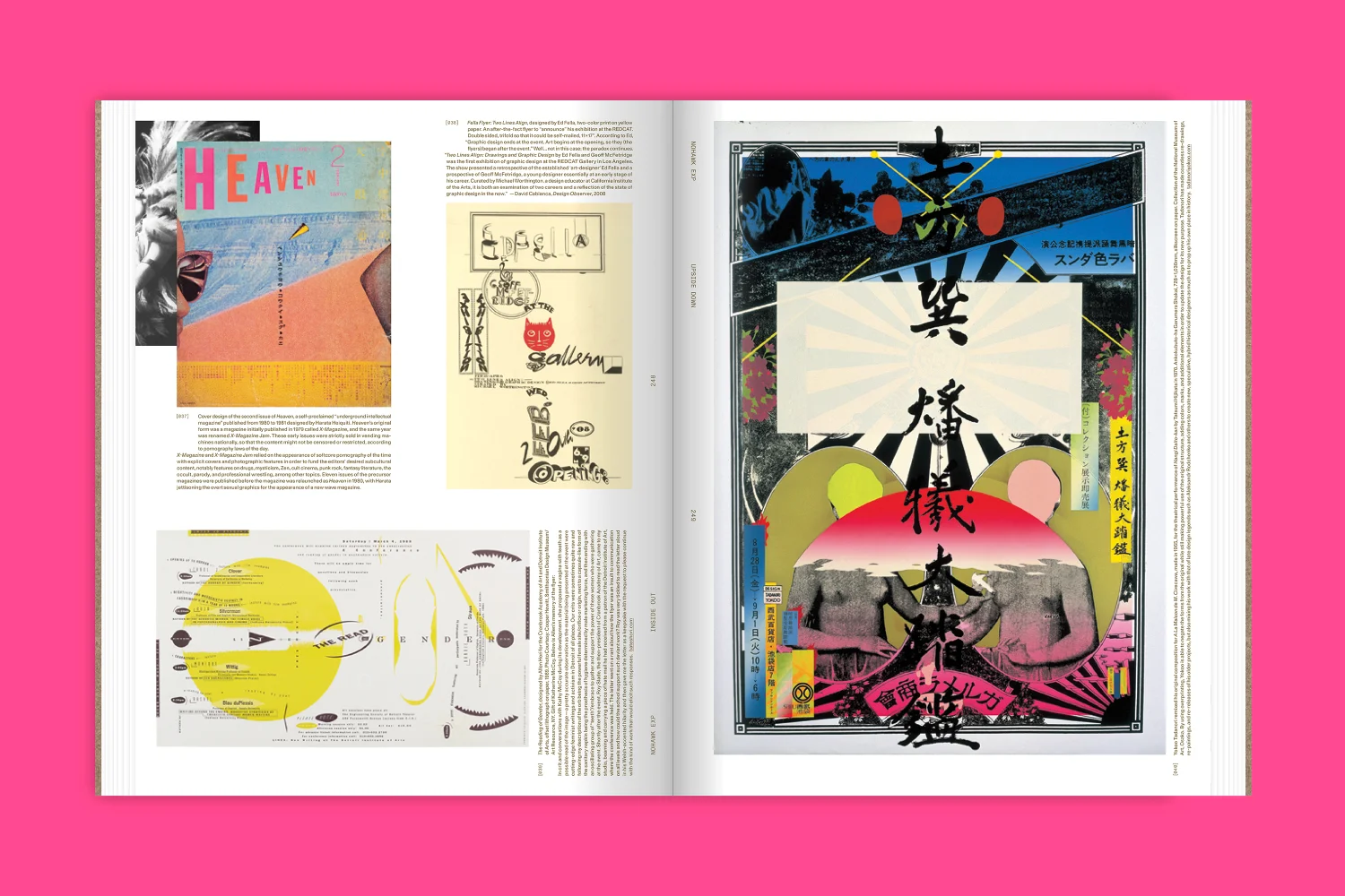 Aufgeschlagenes Magazin mit farbigen Illustrationen und redaktionellen Doppelseiten